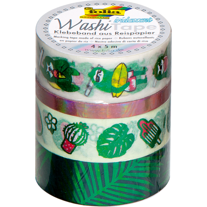 Washi-Tape set van 4,  iriserend groen