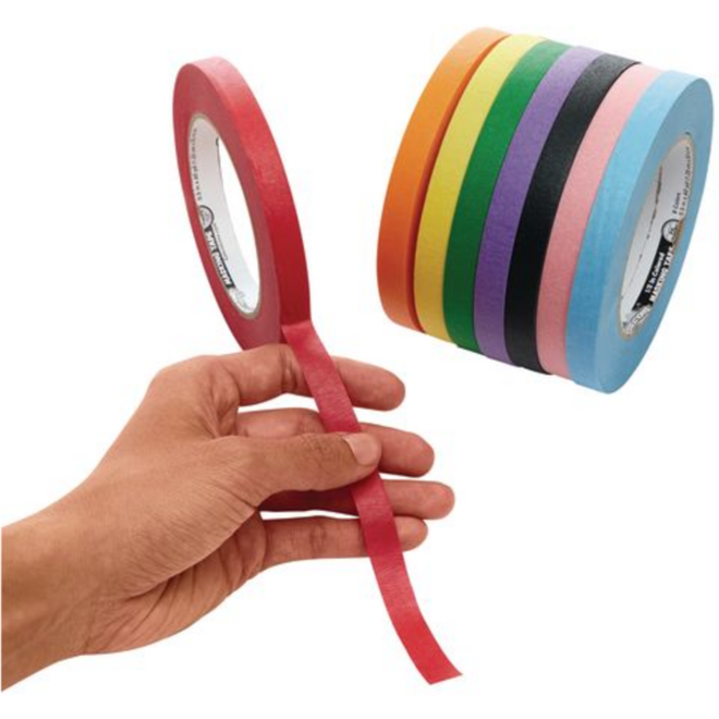 Crêpeplakband assorti 13 mm x 55 meter, 8 rollen