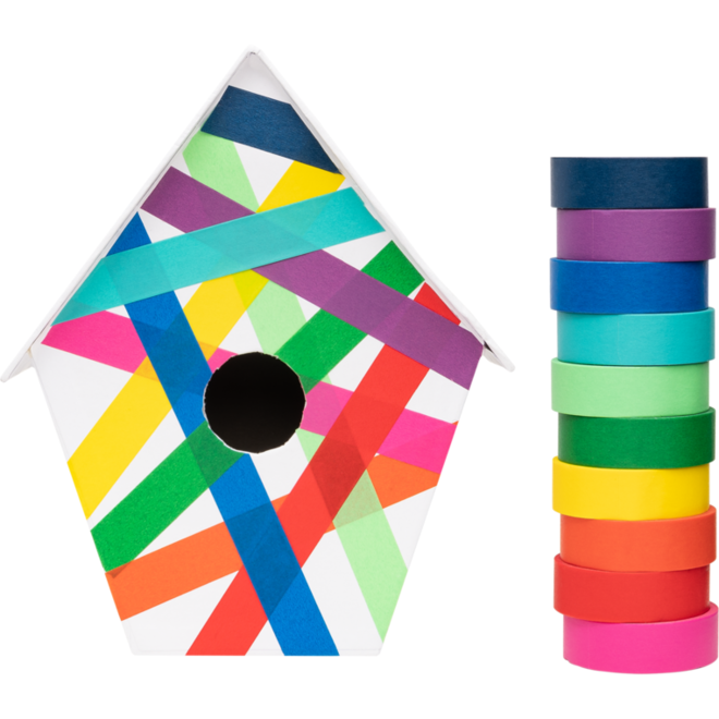 Washi Tape regenboog kleuren assorti 15 mm x 5 mtr, 10 stuks