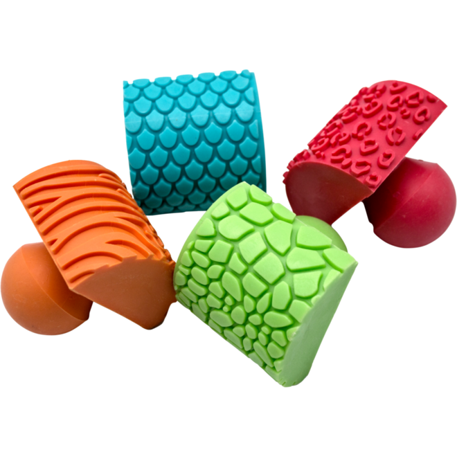 Stempels soft grip natuur patronen, 4 stuks
