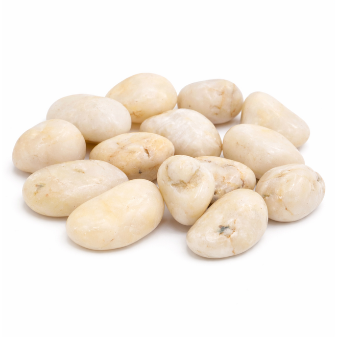 Stenen wit gepolijst 3-5 cm, ongeveer 25 stuks