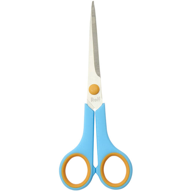 Schaar 17 cm soft-grip links- en rechtshandig blauw