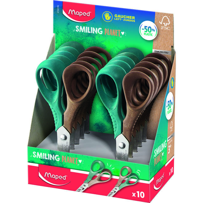 Kinderschaar 12 cm Maped smiling planet linkshandig