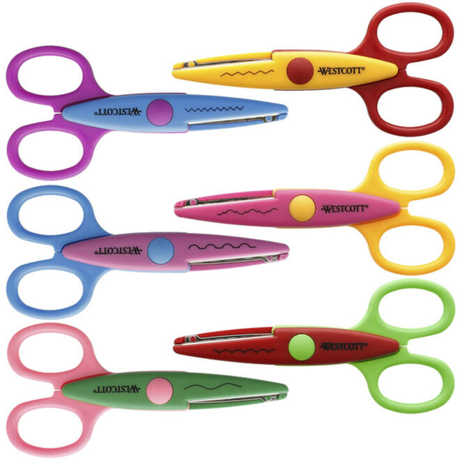 Figuurschaar 14 cm assorti motieven, 6 stuks