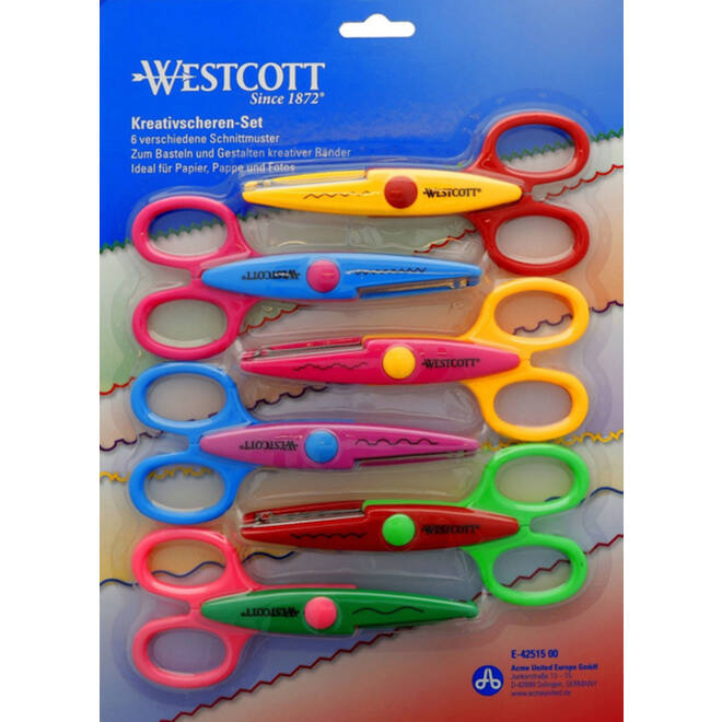 Figuurschaar 14 cm assorti motieven, 6 stuks