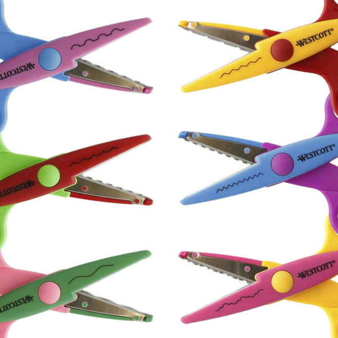 Figuurschaar 14 cm assorti motieven, 6 stuks