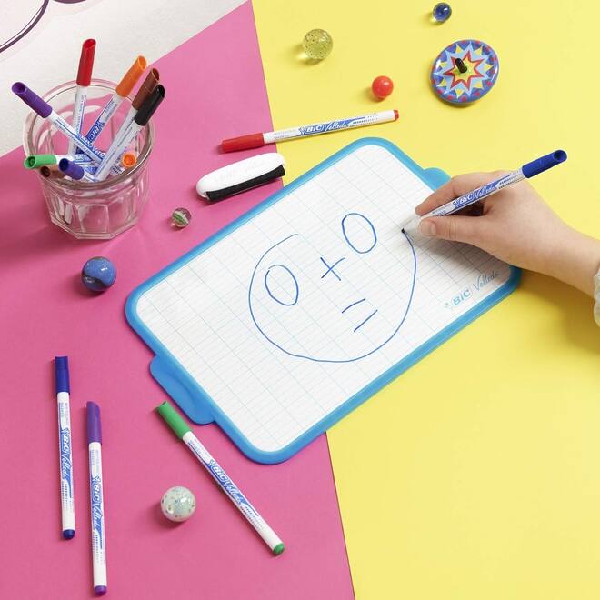 Whiteboard/wisbord BIC Velleda 19 x 26 cm blauw. 24 stuks