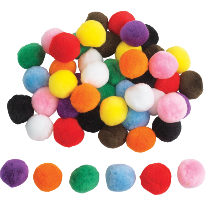 Pompons Jumbo 5 cm assorti, 50 stuks