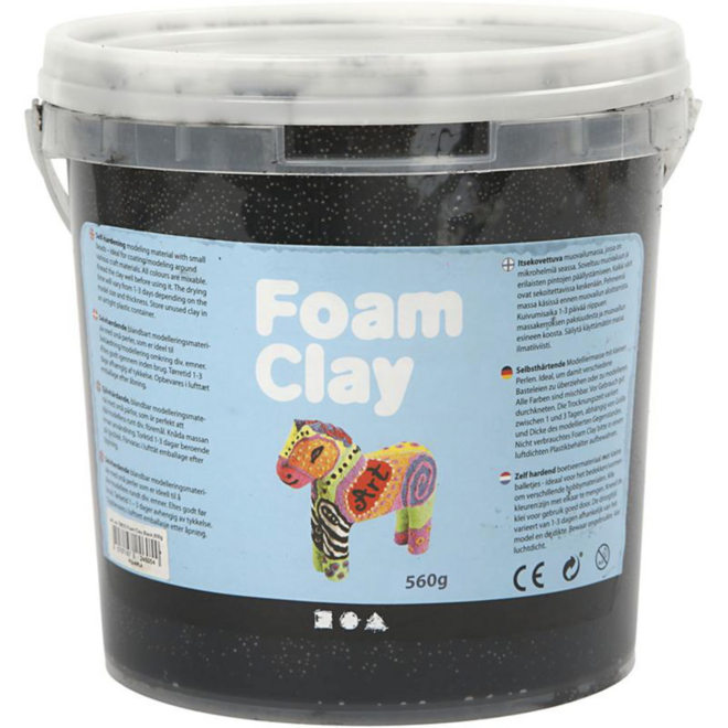 Klei foam clay, zwart emmer 560 gram