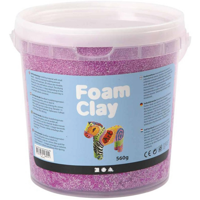 Klei foam clay, neon paars emmer 560 gram