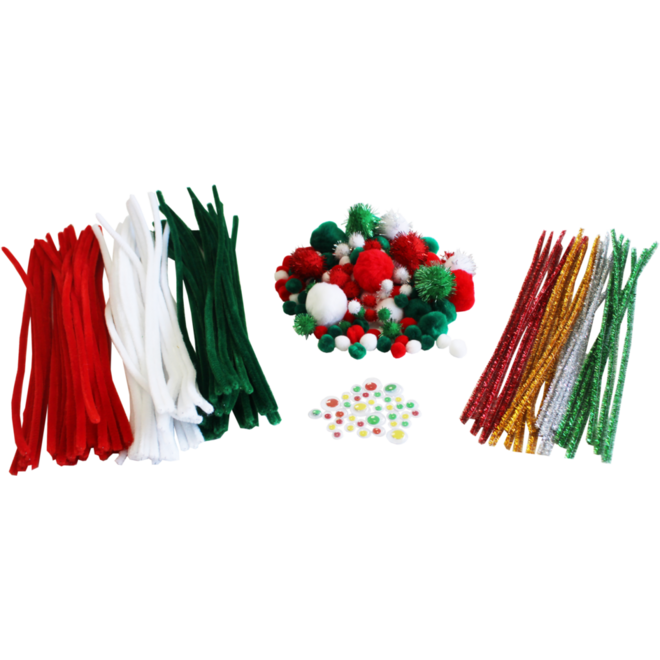 Chenilledraad/pompons kerst assorti, 300 stuks