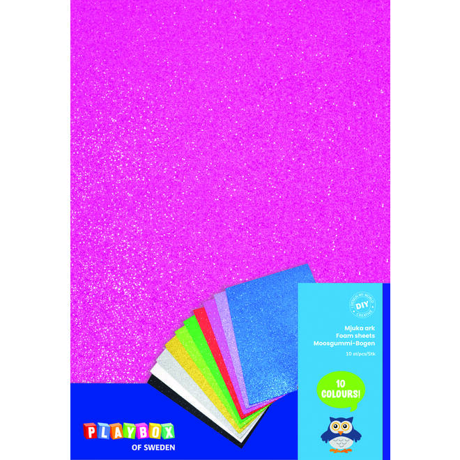 Foam knutselvellen A4 glitter assorti, 10 vel
