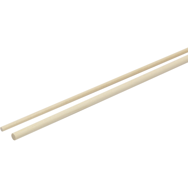 Stokjes hout rond  3/5 mm x 91 cm, 20 stuks