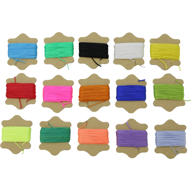 Shamballa polyesterkoord assorti 1 mm x 10 m, 15 stuks