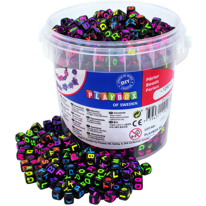Letterkralen 6,5 x 6,5 mm, neon, 1250 stuks