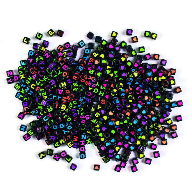 Letterkralen 6,5 x 6,5 mm, neon, 1250 stuks