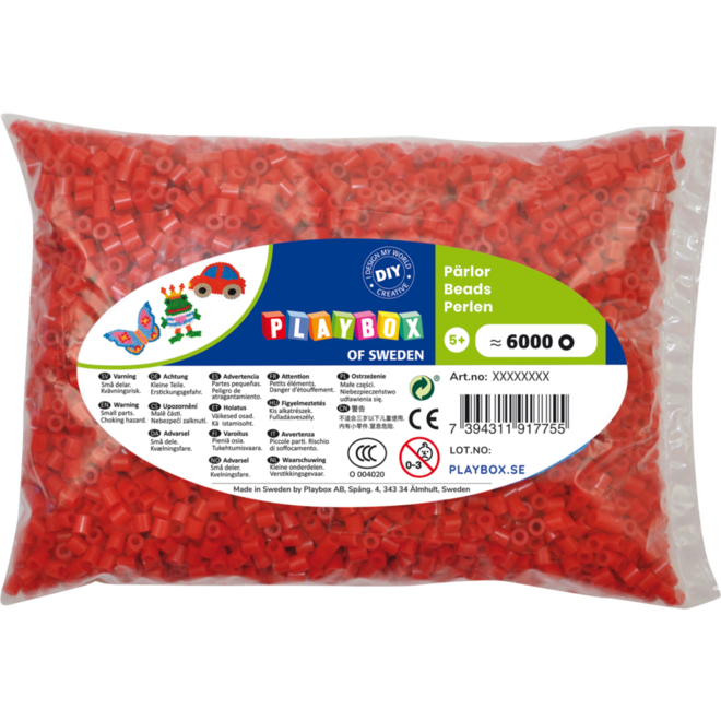 Strijkkralen midi rood, 6000 stuks