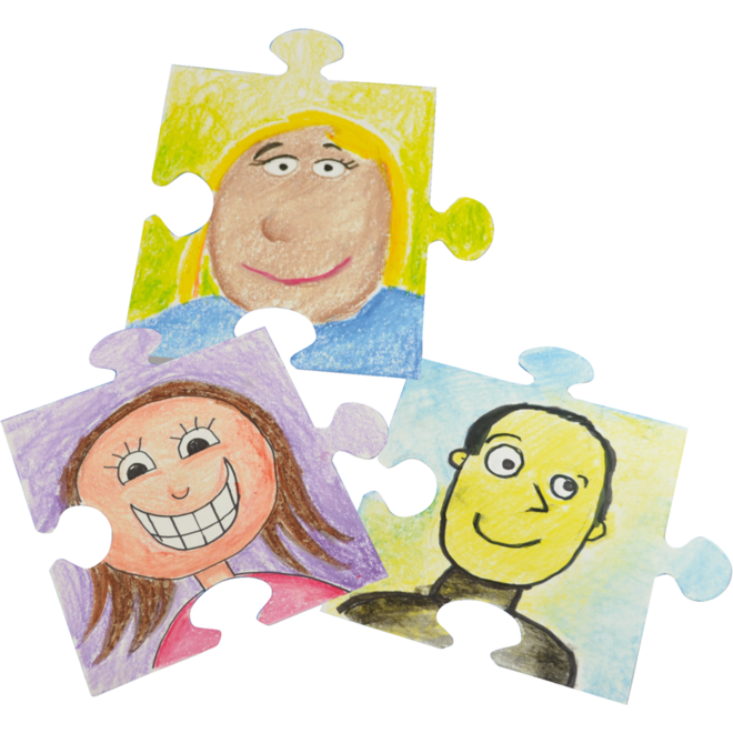 Puzzelstukken karton 23 x 24 cm, 30 stuks
