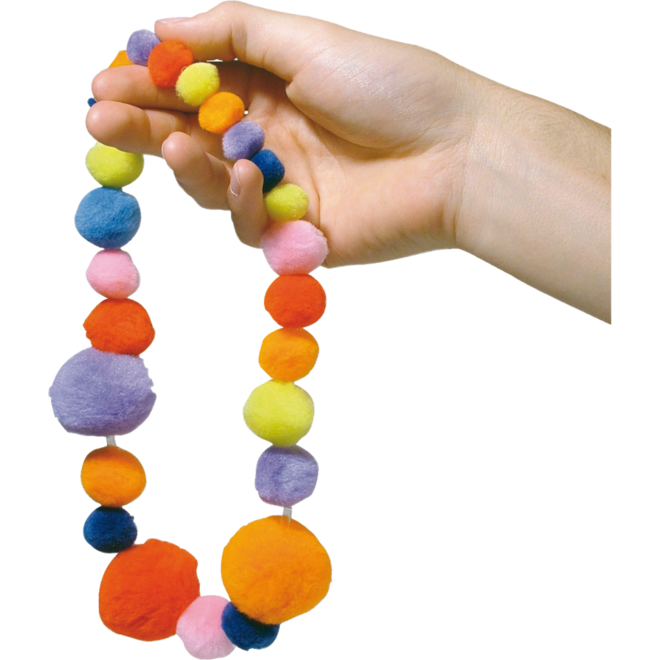 Rijgpompons 4 maten/kleuren 100 stuks