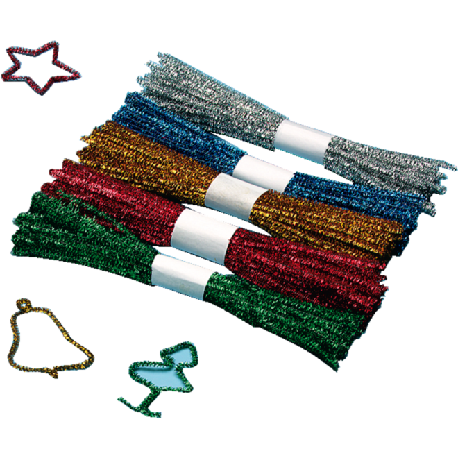 Chenilledraad 30 cm x 6 mm kerst assorti, 250 stuks