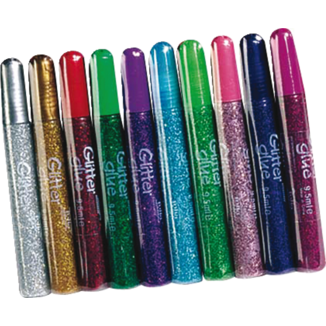 Glitter lijmpennen 9,5 ml 10 kleuren