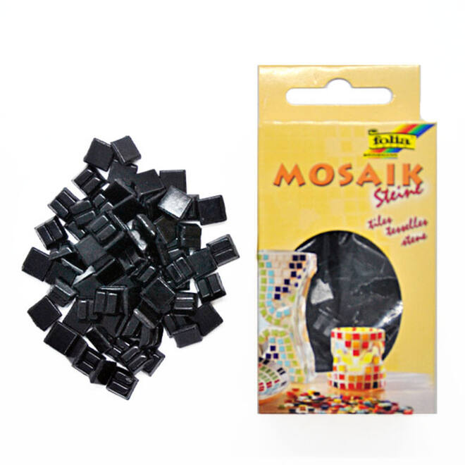 Glasmozaïek zwart vierkant 1 x 1 cm, 300 stuks