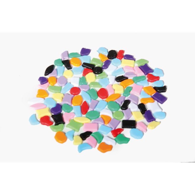 Mozaïekstenen kunststof ass. kleuren vormen, 1 kg