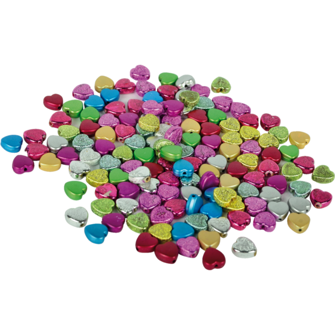 Kralen hartjes disco 0.8 mm 160 stuks assorti