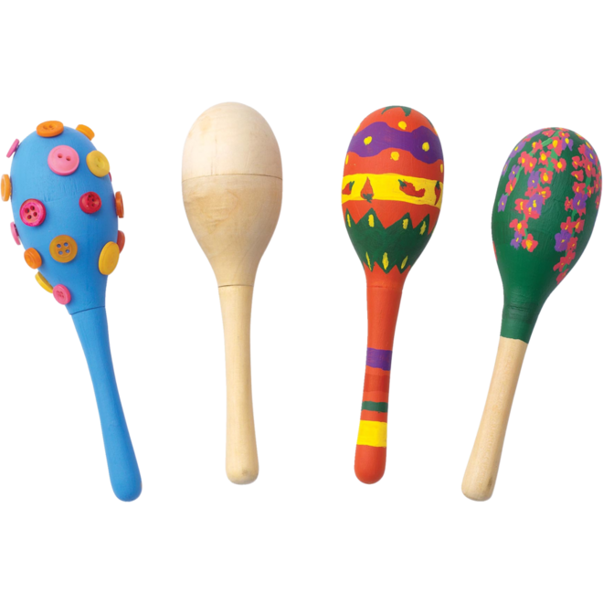 Versier je eigen houten maracas 16,5cm, 12 stuks
