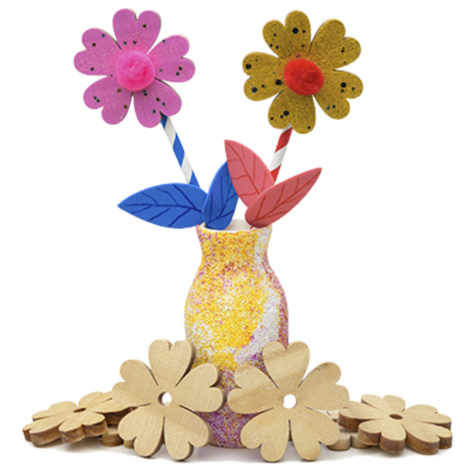 Houten Bloemen groot, 20 stuks