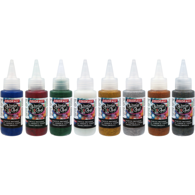 Glitterlijm Colorall 3D-deco gel assorti. 8x50 gr