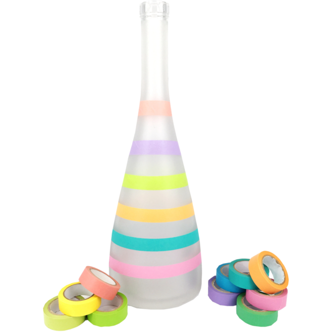 Tape regenboog assorti 15mm x 10 meter, 10 stuks
