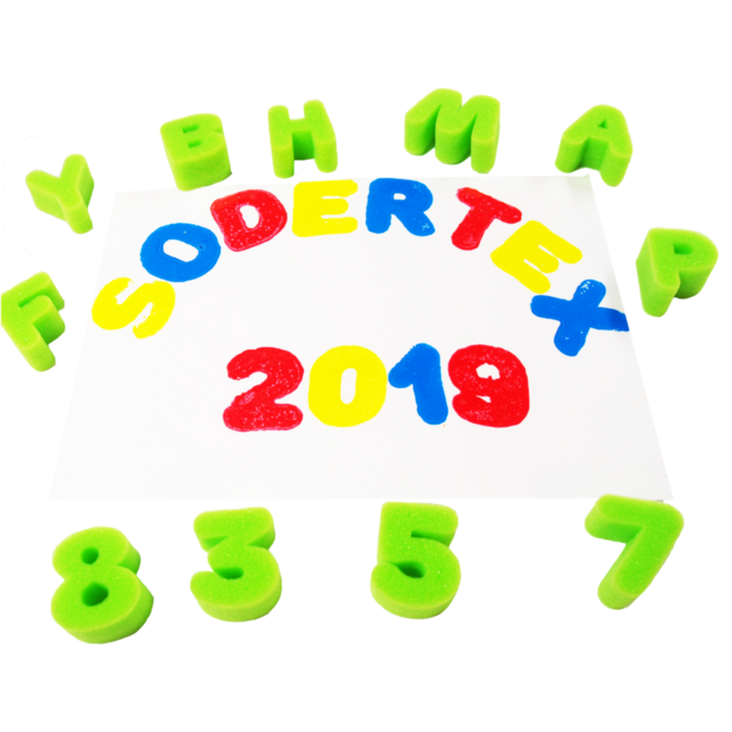 Spons stempels nummers en letters, 36 stuks