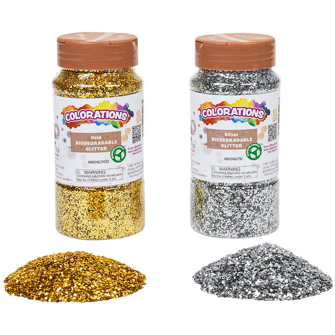 Glitter biologisch afbreekbaar 120 gram zilver en goud, 2 stuks