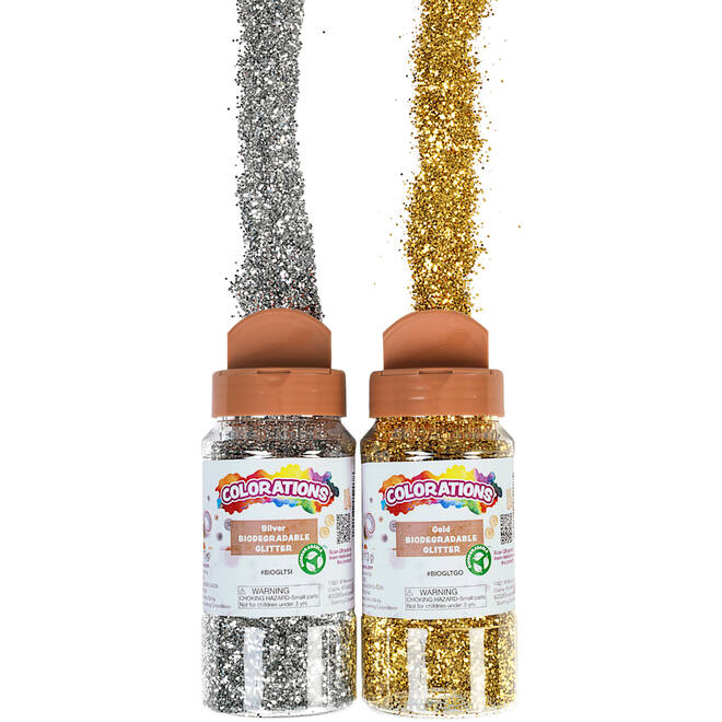 Glitter biologisch afbreekbaar 120 gram zilver en goud, 2 stuks