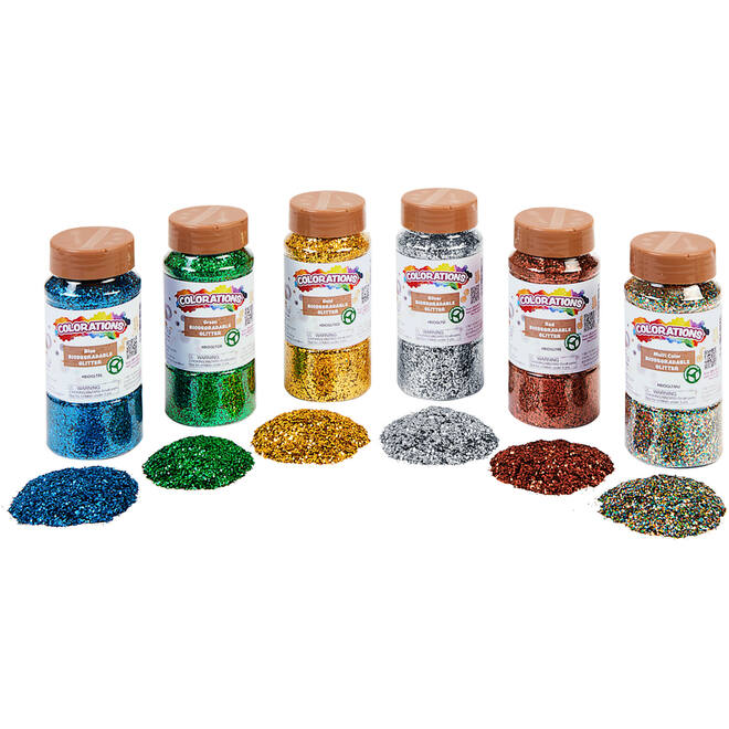 Glitter biologisch afbreekbaar 120  gram assorti, 6 stuks