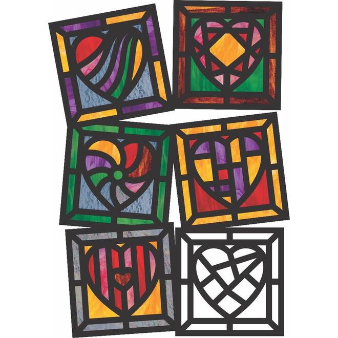 Glas in lood hartjes 20 x 20 cm, 24 stuks