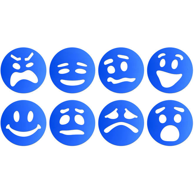 Sjablonen Emoties 10 cm, 8 stuks