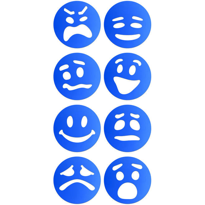 Sjablonen Emoties 10 cm, 8 stuks