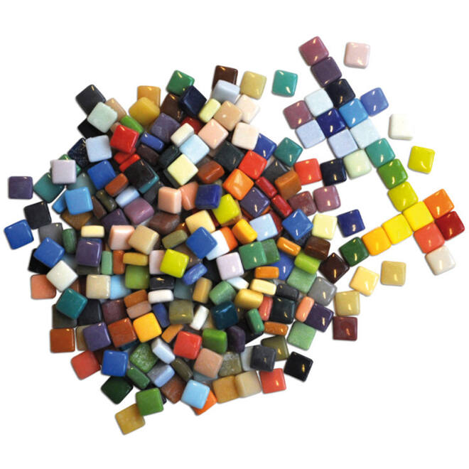 Mozaïek steentjes 12 x 12 mm assorti, 900 stuks
