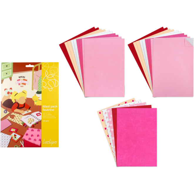 Vilt 20 x 30 cm valentijn assortiment, 25 stuks