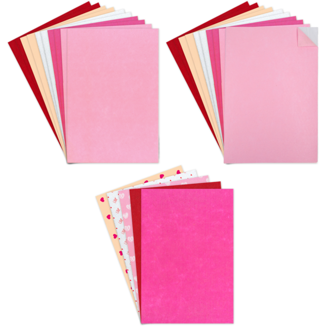 Vilt 20 x 30 cm valentijn assortiment, 25 stuks