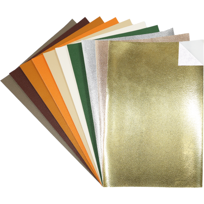 Kunstleer zelfklevend 20 x 30 cm oceaan assorti, 10 stuks