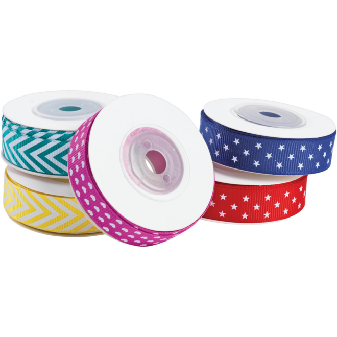 Grosgrain Lint assorti, 7,5 meter (5 stuks)