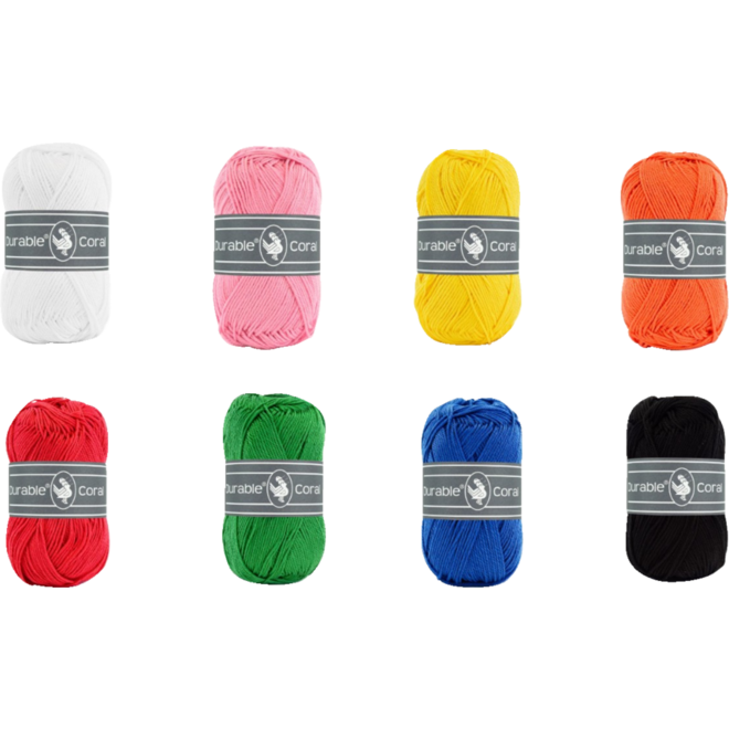 Breigaren Durable Coral Katoen 50 gr assortiment 8 kleuren 24 bollen