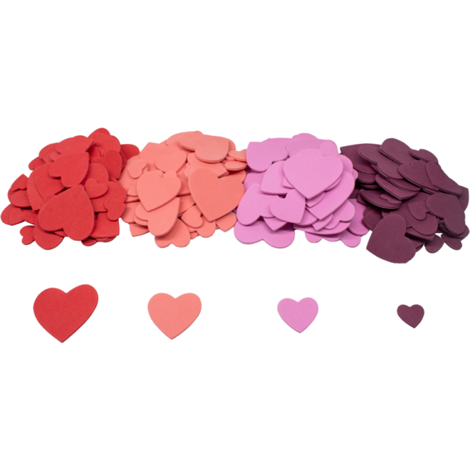 Foamstickers hartjes assorti, 200 stuks