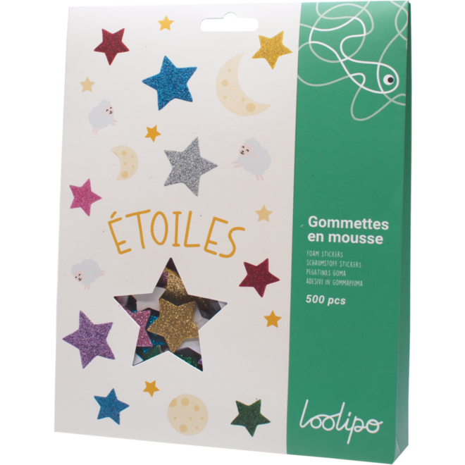 Foamstickers sterren assorti, 500 stuks