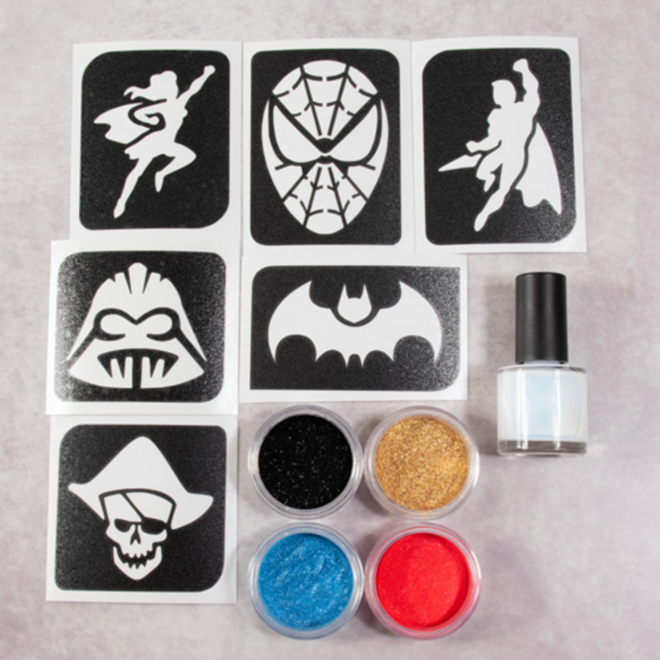 Schmink Hero glittertattoo set