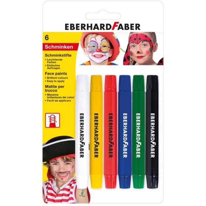 Schminkstiften draaibaar assorti, 6 stuks
