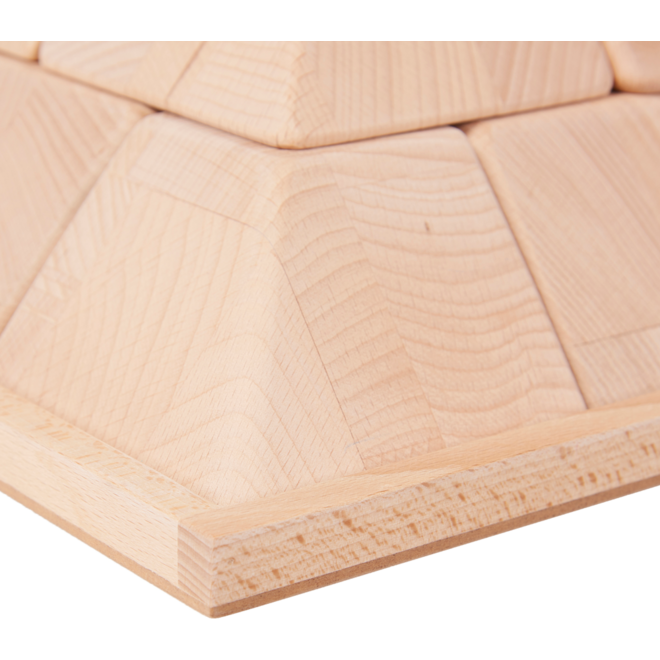 Piramide -  bouwblokken hout naturel 10 x 10 cm met onderplaat